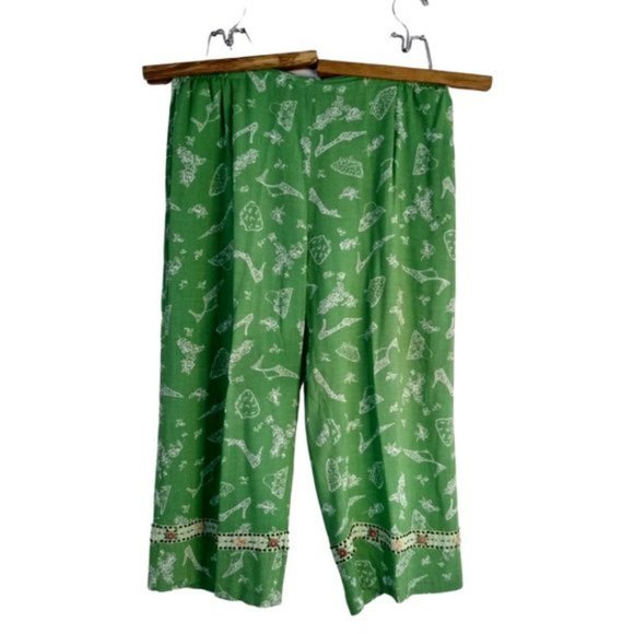 Ashlyn Kate Palazzo Pants Capri Print Green - Picture 2 of 10
